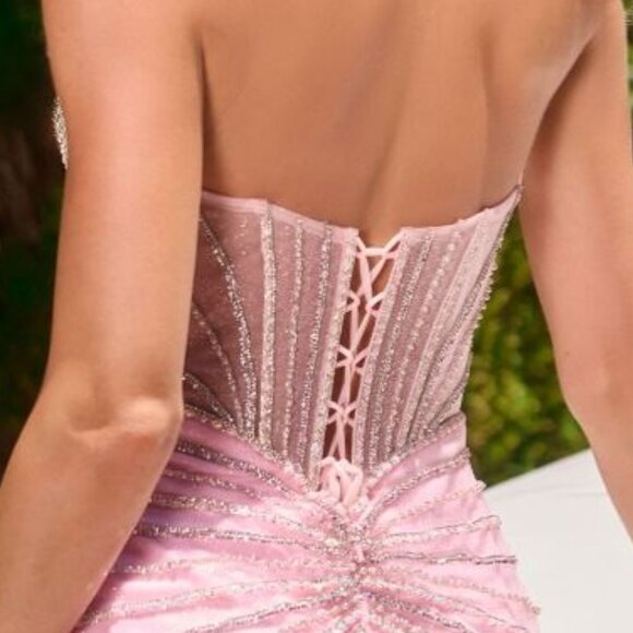 New Formal Sleeveless Mermaid Rhinestones Embellished w/ Leg Slit Dress CD727 - Picture 6 of 10